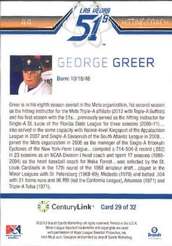 2013 Brandt Las Vegas 51s #29 George Greer Back