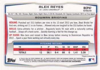 2014 Bowman - Chrome Prospects Blue Wave Refractors #BCP47 Alex Reyes Back
