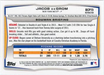 2014 Bowman - Chrome Prospects Blue Wave Refractors #BCP73 Jacob deGrom Back