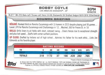 2014 Bowman - Chrome Prospects Blue Wave Refractors #BCP94 Bobby Coyle Back
