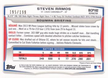 2014 Bowman - Chrome Prospects Purple Refractors #BCP102 Steven Ramos Back