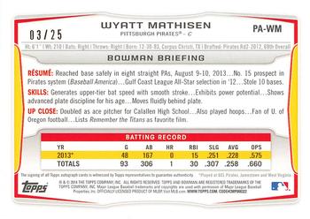 2014 Bowman - Prospect Autographs Black #PA-WM Wyatt Mathisen Back
