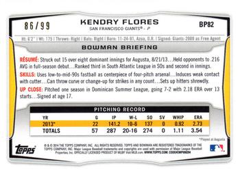 2014 Bowman - Prospects Black #BP82 Kendry Flores Back