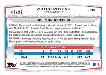 2014 Bowman - Prospects Black #BP86 Victor Payano Back