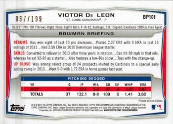2014 Bowman - Prospects Green #BP101 Victor De Leon Back