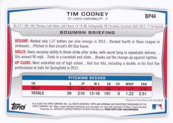 2014 Bowman - Prospects Purple #BP44 Tim Cooney Back