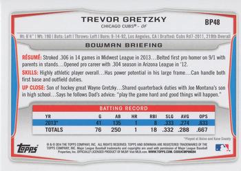 2014 Bowman - Prospects Purple #BP48 Trevor Gretzky Back