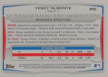 2014 Bowman - Prospects Purple #BP93 Yency Almonte Back