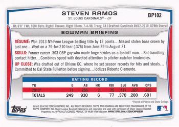 2014 Bowman - Prospects Purple #BP102 Steven Ramos Back