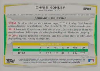 2014 Bowman - Prospects Purple #BP103 Chris Kohler Back