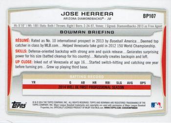 2014 Bowman - Prospects Purple #BP107 Jose Herrera Back