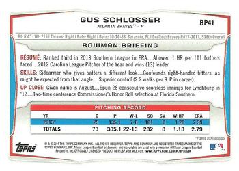 2014 Bowman - Prospects Purple #BP41 Gus Schlosser Back
