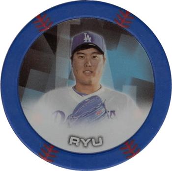 2014 Topps Chipz - Magnets Blue #NNO Hyun-Jin Ryu Front