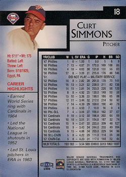 1999 Sports Illustrated Greats of the Game #18 Curt Simmons Back