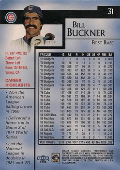 1999 Sports Illustrated Greats of the Game #31 Bill Buckner Back