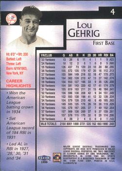 1999 Sports Illustrated Greats of the Game #4 Lou Gehrig Back