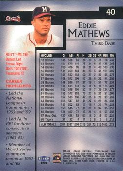 1999 Sports Illustrated Greats of the Game #40 Eddie Mathews Back