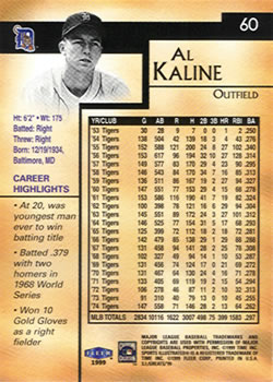 1999 Sports Illustrated Greats of the Game #60 Al Kaline Back