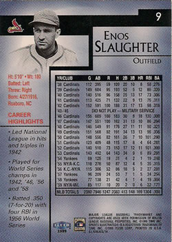 1999 Sports Illustrated Greats of the Game #9 Enos Slaughter Back
