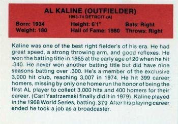1987 Hygrade All-Time Greats #NNO Al Kaline Back