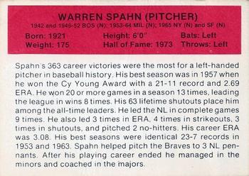 1987 Hygrade All-Time Greats #NNO Warren Spahn Back