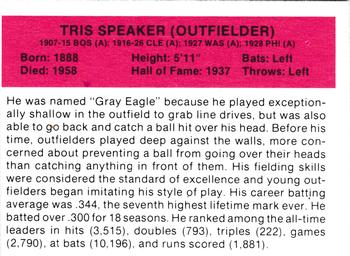 1987 Hygrade All-Time Greats #NNO Tris Speaker Back