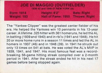 1987 Hygrade All-Time Greats #NNO Joe DiMaggio Back