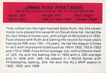1987 Hygrade All-Time Greats #NNO Jimmie Foxx Back
