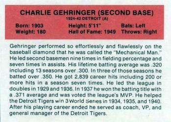 1987 Hygrade All-Time Greats #NNO Charlie Gehringer Back