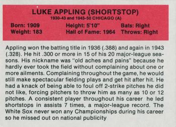 1987 Hygrade All-Time Greats #NNO Luke Appling Back