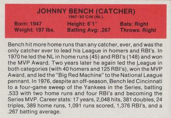1987 Hygrade All-Time Greats #NNO Johnny Bench Back