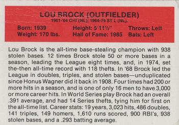 1987 Hygrade All-Time Greats #NNO Lou Brock Back