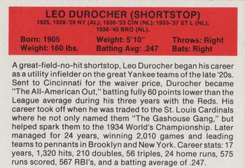 1987 Hygrade All-Time Greats #NNO Leo Durocher Back
