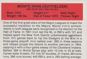 1987 Hygrade All-Time Greats #NNO Monte Irvin Back
