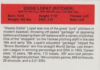 1987 Hygrade All-Time Greats #NNO Eddie Lopat Back