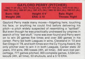 1987 Hygrade All-Time Greats #NNO Gaylord Perry Back