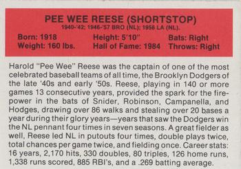 1987 Hygrade All-Time Greats #NNO Pee Wee Reese Back