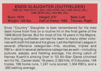 1987 Hygrade All-Time Greats #NNO Enos Slaughter Back