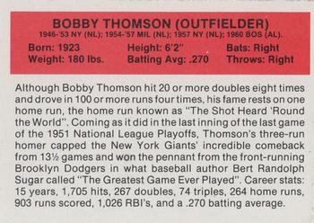 1987 Hygrade All-Time Greats #NNO Bobby Thomson Back