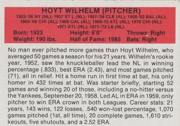 1987 Hygrade All-Time Greats #NNO Hoyt Wilhelm Back
