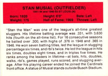1987 Hygrade All-Time Greats #NNO Stan Musial Back