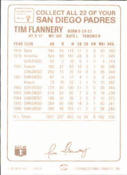 1987 Bohemian Hearth Bread San Diego Padres #NNO Tim Flannery Back