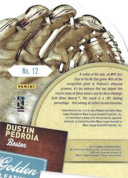 2014 Panini Prizm - Golden Leather Die Cut #12 Dustin Pedroia Back