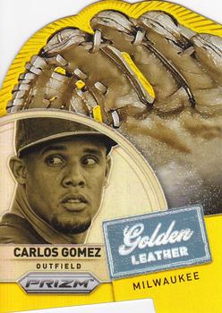 2014 Panini Prizm - Golden Leather Die Cut Prizms Gold #5 Carlos Gomez Front