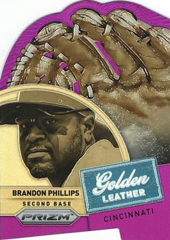 2014 Panini Prizm - Golden Leather Die Cut Prizms Purple #3 Brandon Phillips Front