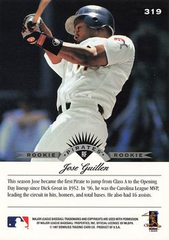1997 Leaf #319 Jose Guillen Back