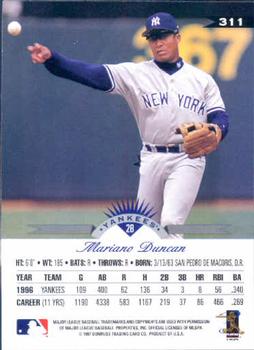 1997 Leaf #311 Mariano Duncan Back