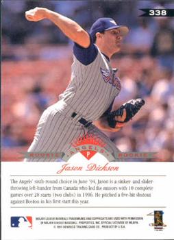 1997 Leaf #338 Jason Dickson Back