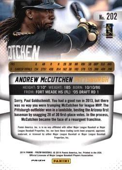 2014 Panini Prizm - Prizms #202 Andrew McCutchen Back