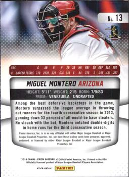 2014 Panini Prizm - Prizms Red White and Blue Pulsar #13 Miguel Montero Back